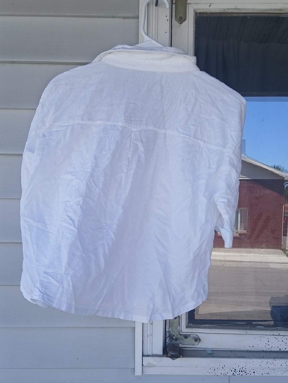 Zara Cropped 100 % Linen White Button-Up Top Cropped Short Sleeves - Picture 4 of 4